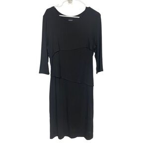 J. Peterman Black Jersey Knit Tiered Midi Dress 12